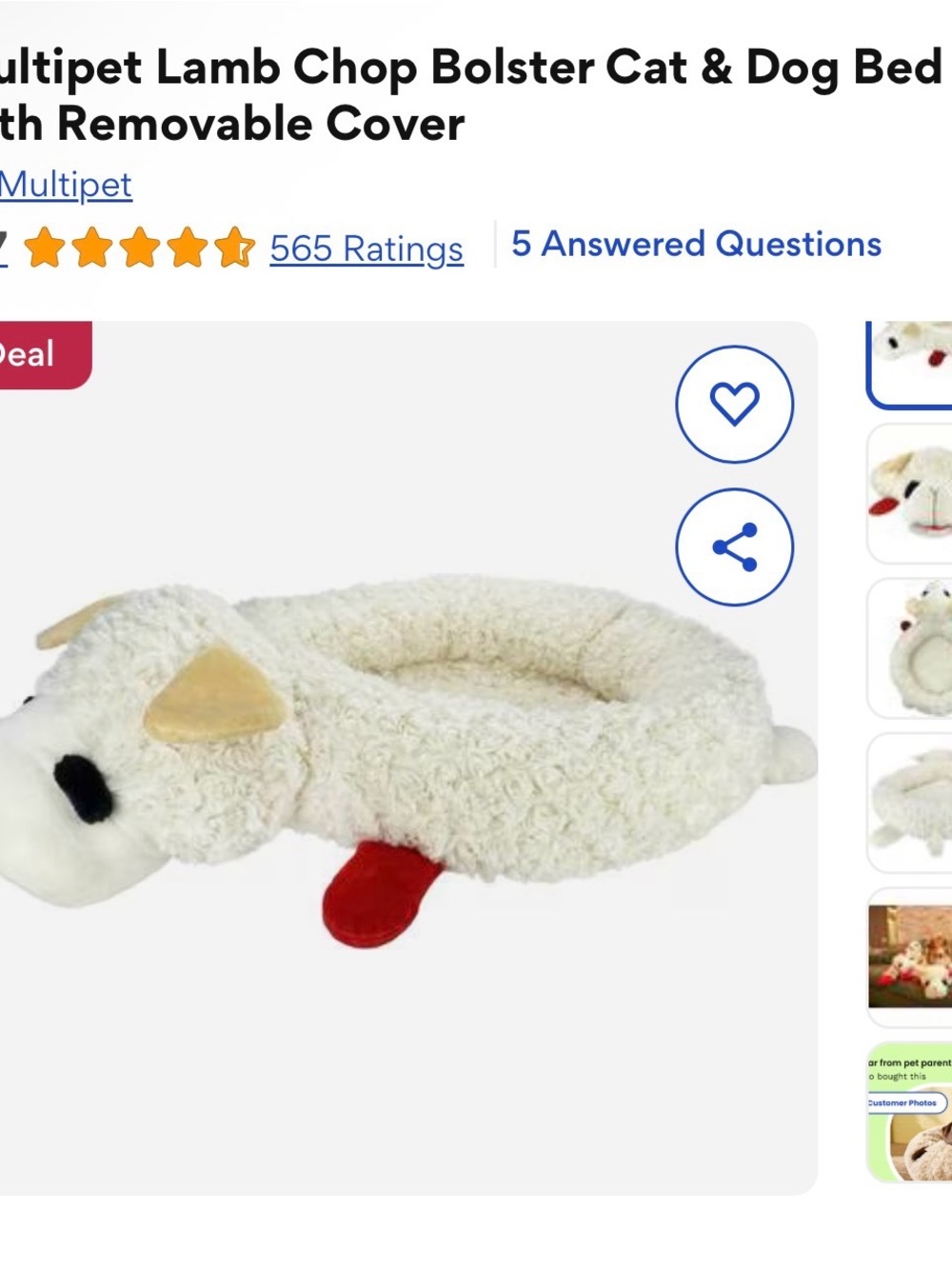 Lamb Chop Plush Pet Bed new with tags in plastic wrap - Picture 7 of 10